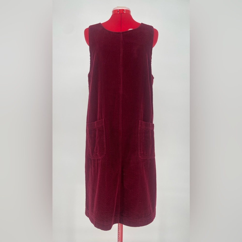 Vintage Burgundy Corduroy Sleeveless Shift Dress